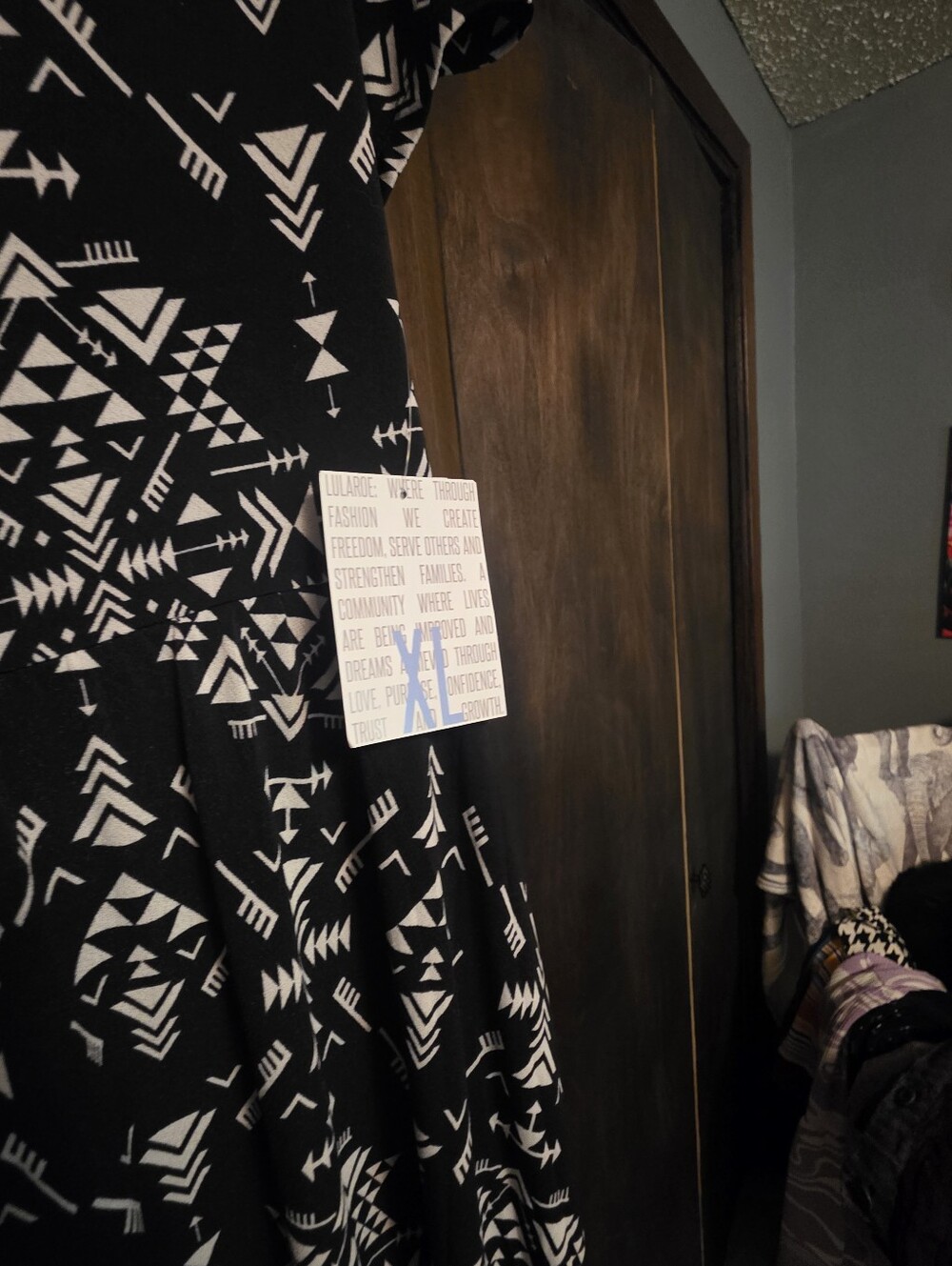 LuLaRoe Black and White Geometric Riley Dress